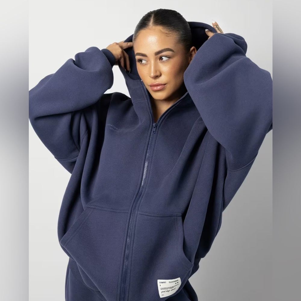 Comfrt Affirmation Zip Hoodie in Midnight Blue NWT
